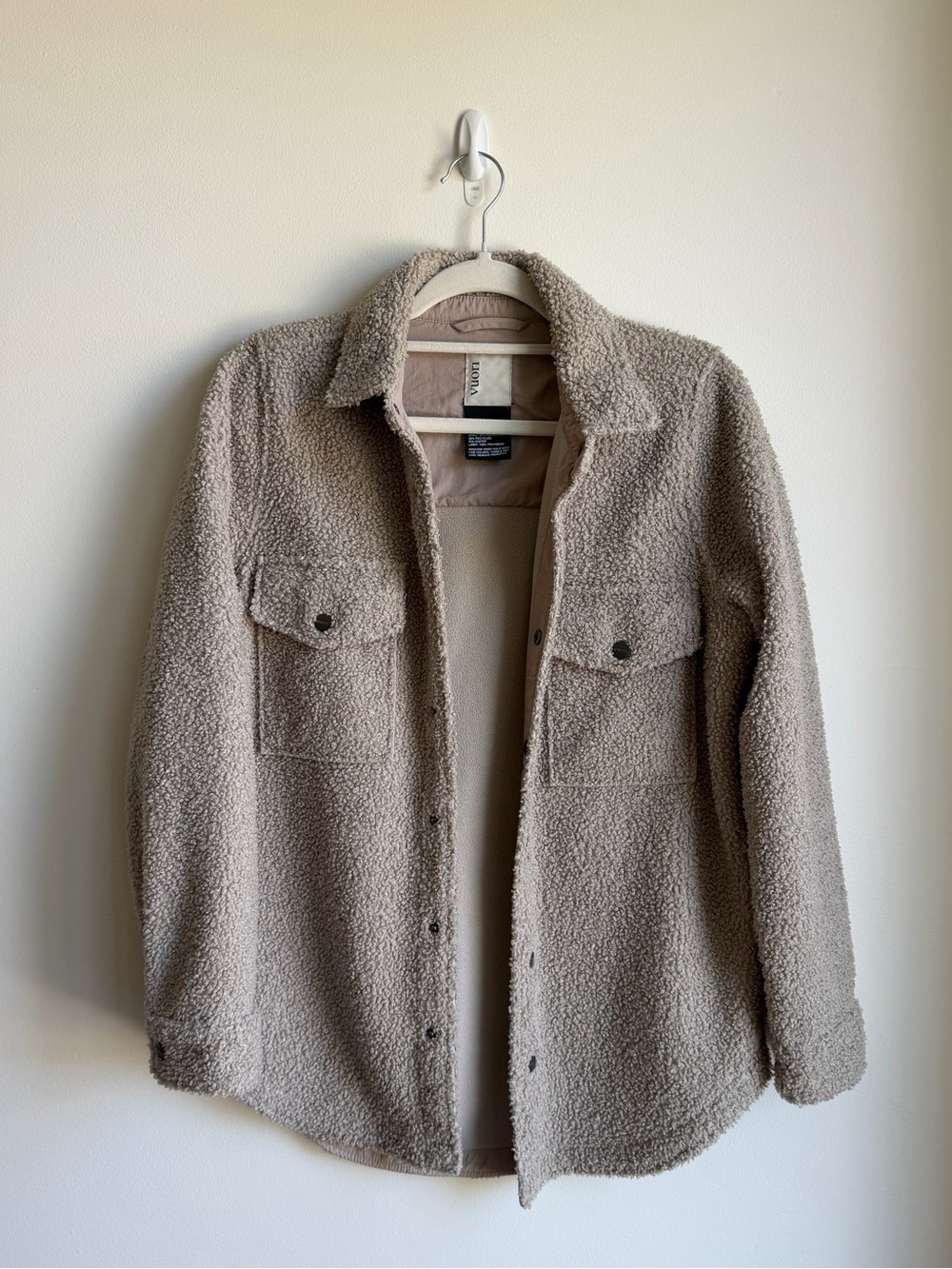 Vuori Sycamore Teddy Taupe Shirt Shacket - Picture 1 of 7